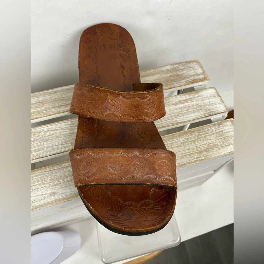 Men’s leather slip on sandals size 11.